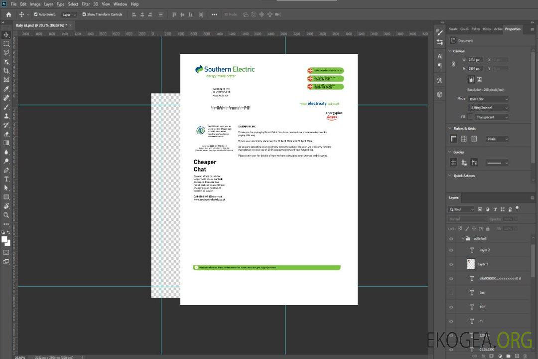 Modèle de facture de services publics d'entreprise avec preuve d'adresse de Southern Electric aux formats Word et PDF template Modèle de facture de services publics d'entreprise avec preuve d'adresse de Southern Electric aux formats Word et PDF template